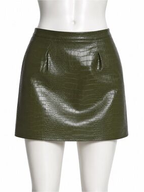 River Island Olive Green Faux Croc Mini Skirt